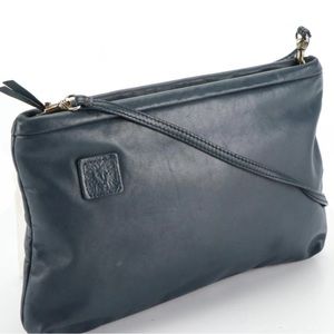SALE!  Anne Klein authentic navy leather bag with detachable shoulder strap.
